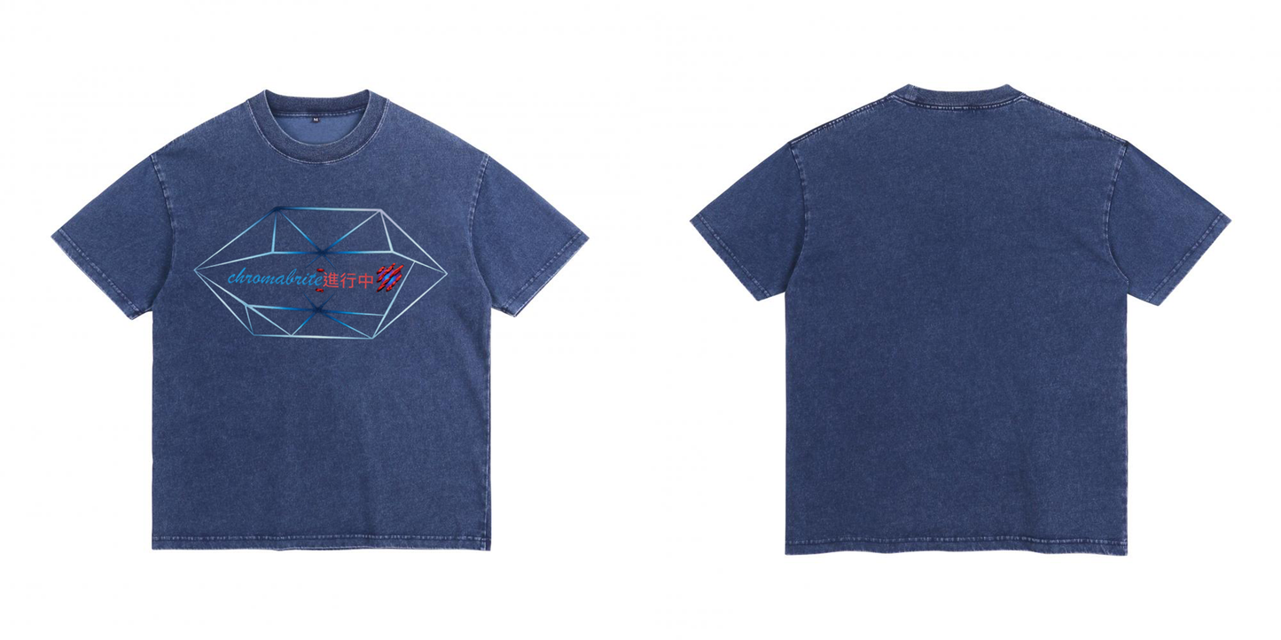 ChromaBrite "进行中" Prism Oversized Acid Tee | 230g Denim-Effect Washed Cotton ChromaBrite Clothing