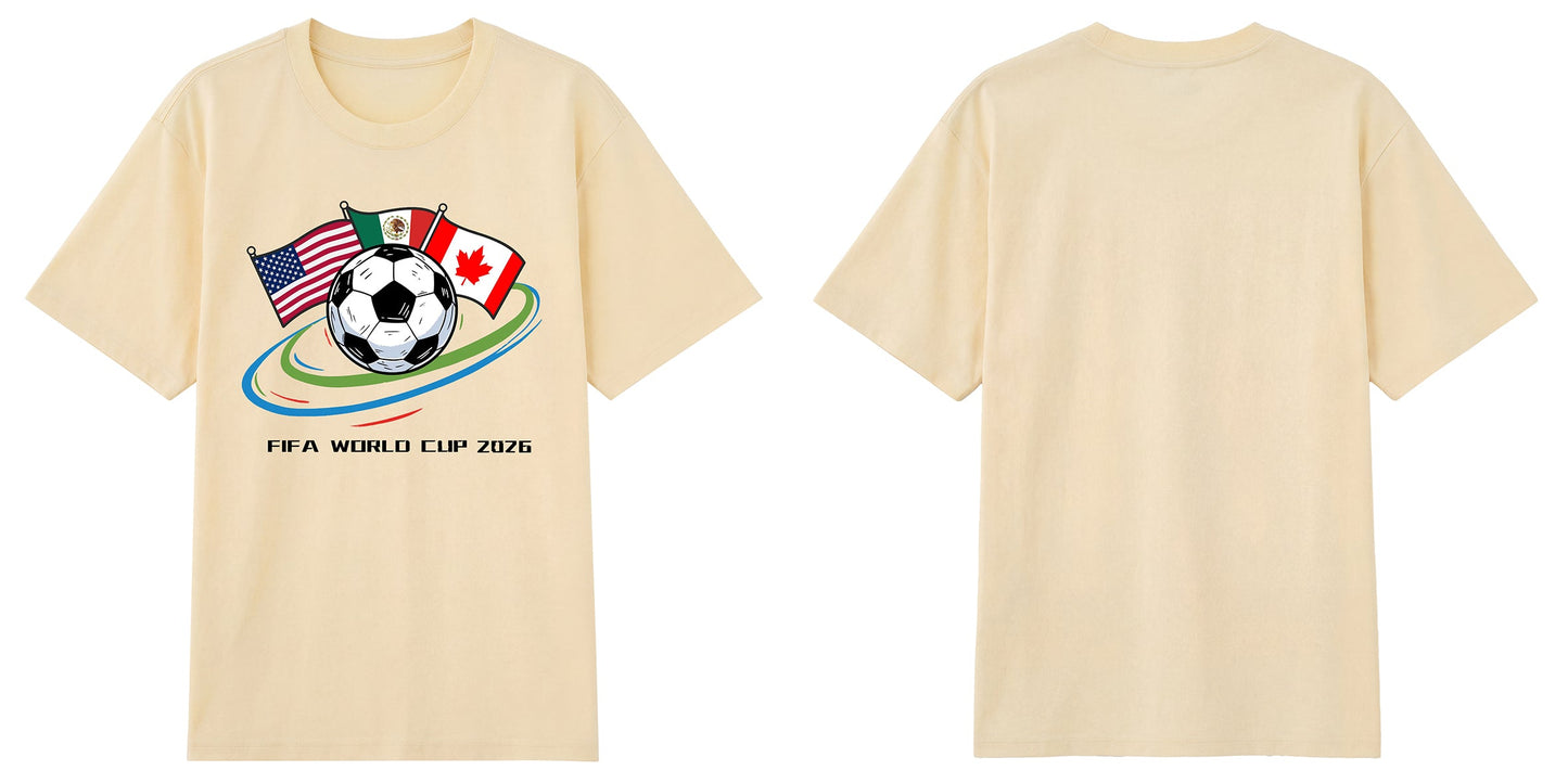 World Cup 2026 Host Nations — USA Mexico Canada Flag Soccer T-shirts | Premium 200gsm Cotton | 3 Colors ChromaBrite Clothing