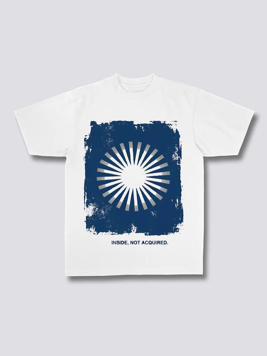 Minimalist Abstract Indigo Circle Tee - Oversized THE BLUE SUN ChromaBrite Clothing