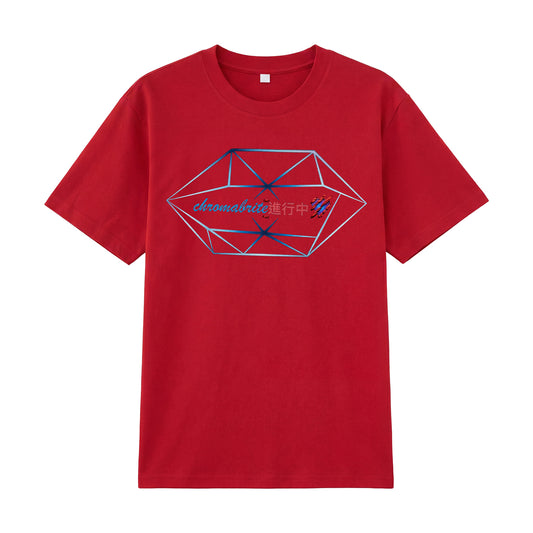 Front view of red t恤 featuring Prism In Motion Staple Tee
