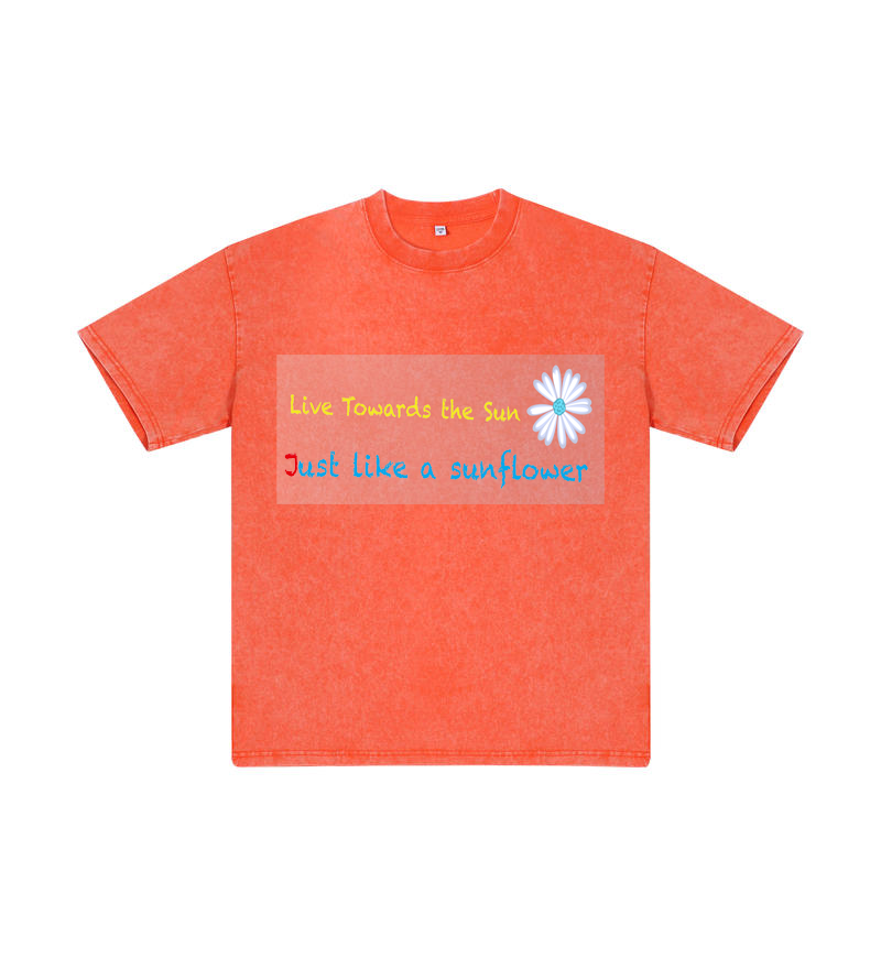 Chromabrite Vintage Acid-Wash Oversized Graphic T-Shirt – "Live Towards the Sun" Streetwear Sunflower Print Washed Cotton Tee ChromaBrite Clothing
