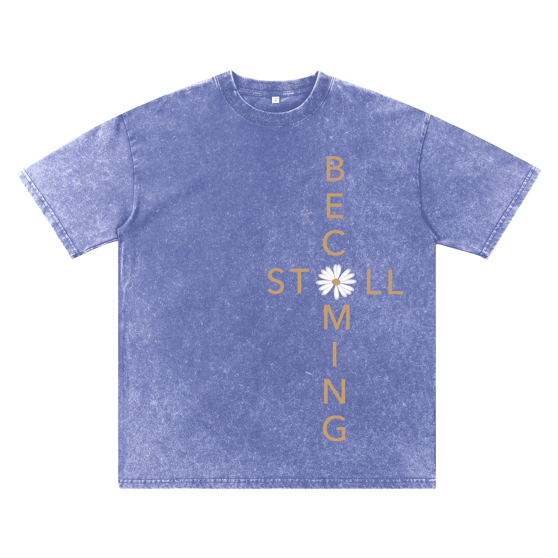 Chromabrite Oversized Acid Wash T-Shirt – "Still Becoming" Daisy Graphic Print Crew Neck Streetwear Tee ChromaBrite Clothing
