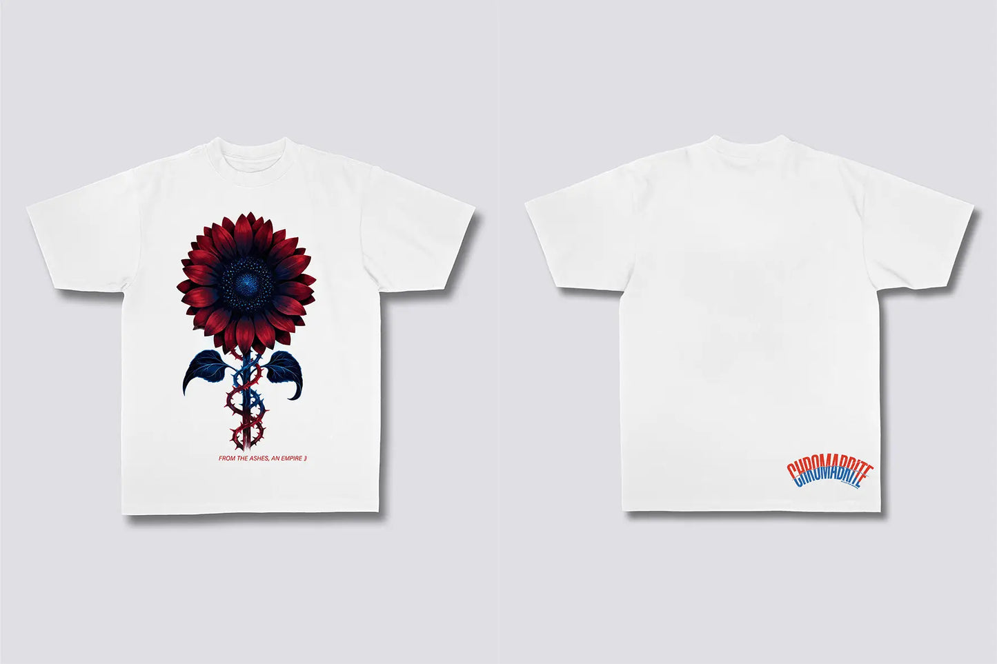 Black Swan Sunflower Abstract Floral Serpentine Graphic T-Shirt ChromaBrite Clothing