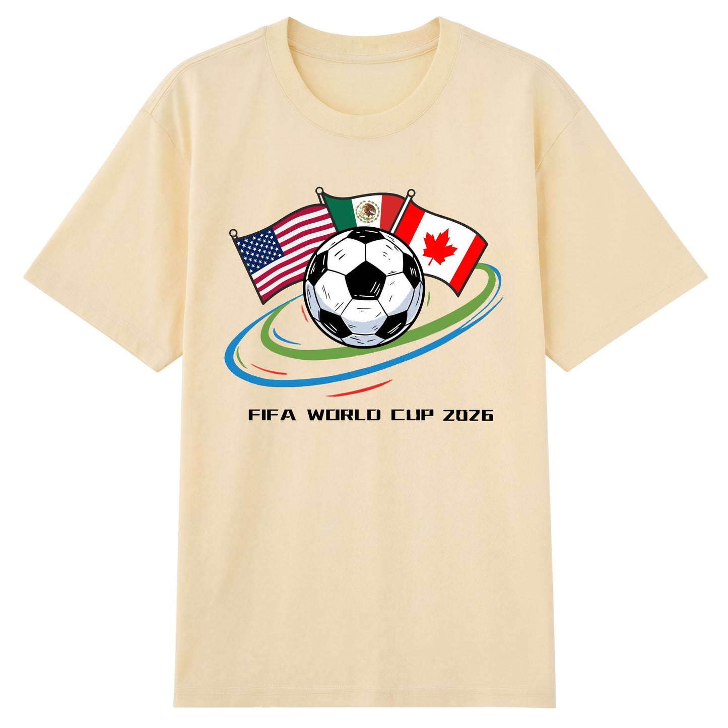 World Cup 2026 Host Nations — USA Mexico Canada Flag Soccer T-shirts | Premium 200gsm Cotton | 3 Colors ChromaBrite Clothing