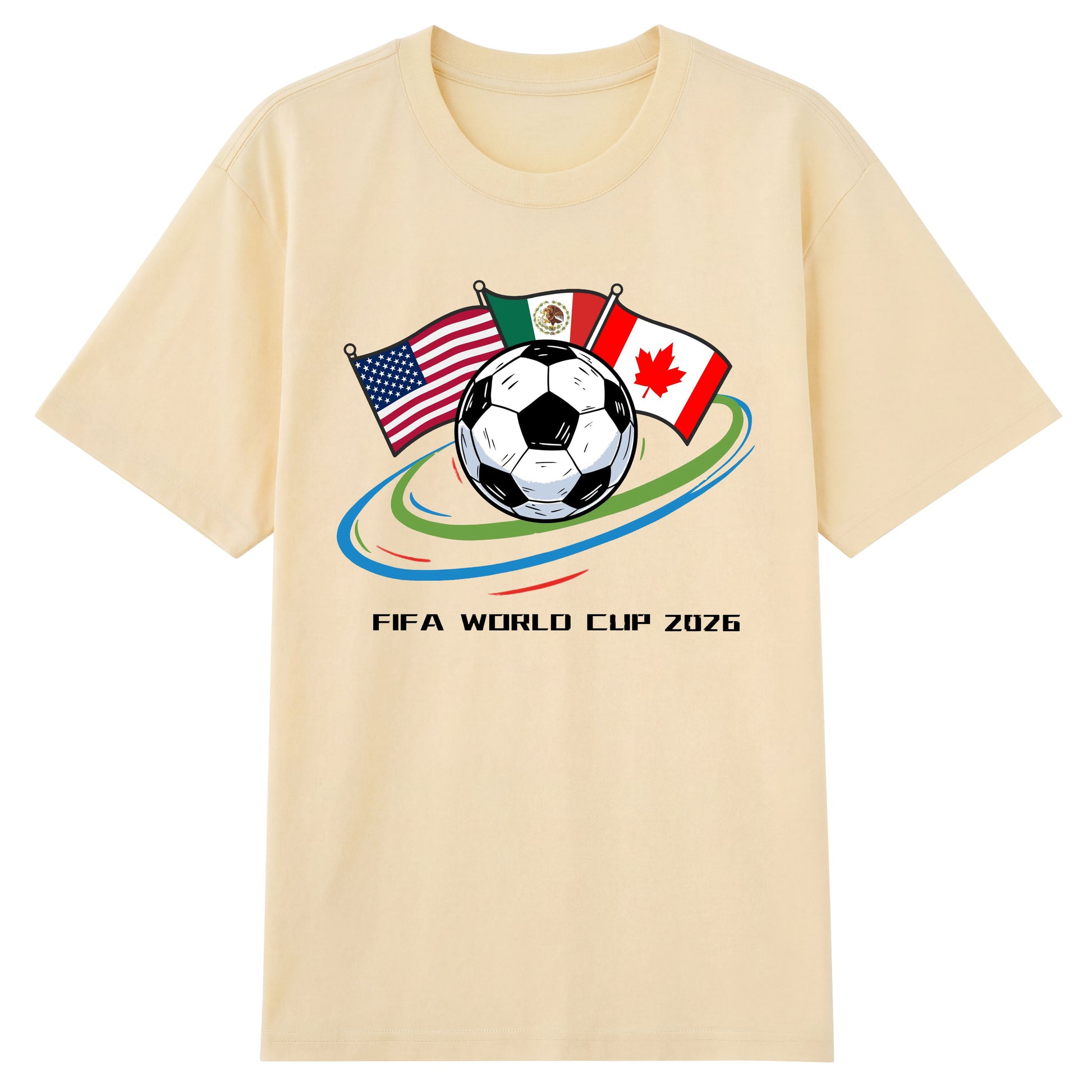 World Cup 2026 Host Nations — USA Mexico Canada Flag Soccer T-shirts | Premium 200gsm Cotton | 3 Colors ChromaBrite Clothing