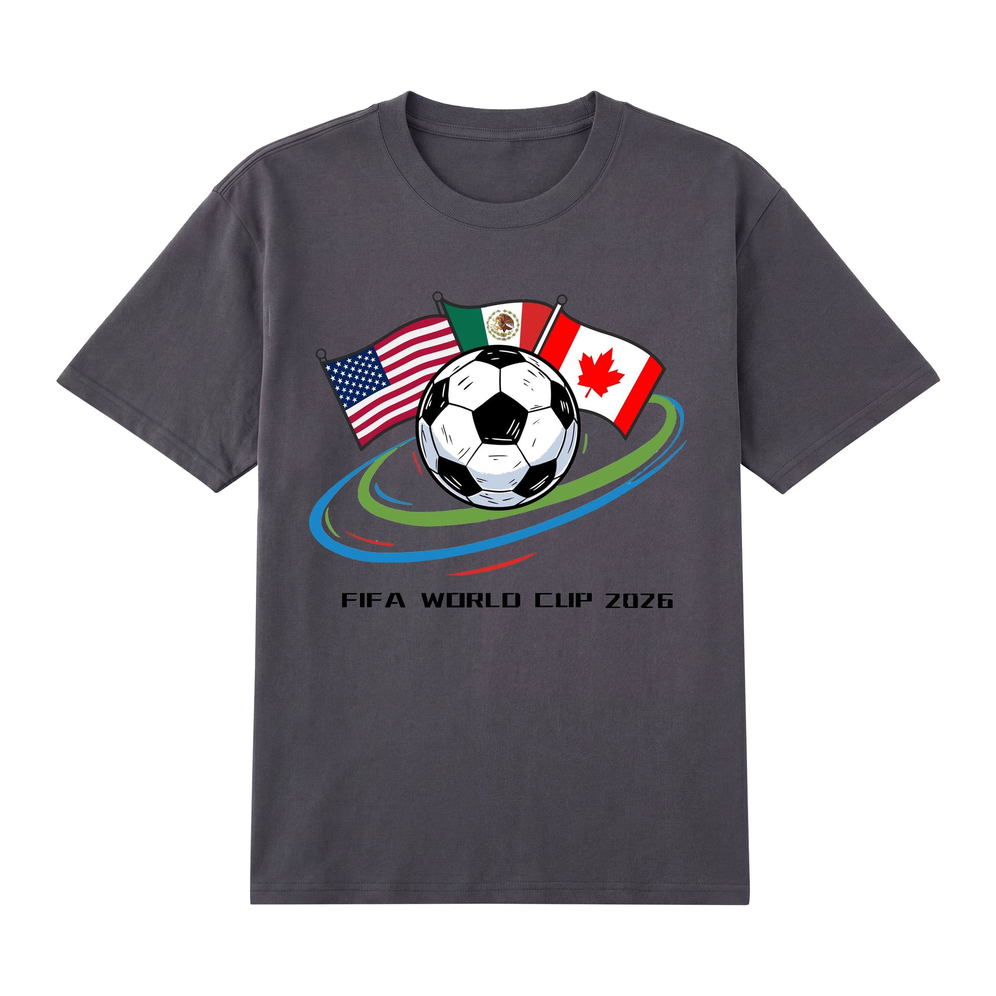 World Cup 2026 Host Nations — USA Mexico Canada Flag Soccer T-shirts | Premium 200gsm Cotton | 3 Colors ChromaBrite Clothing