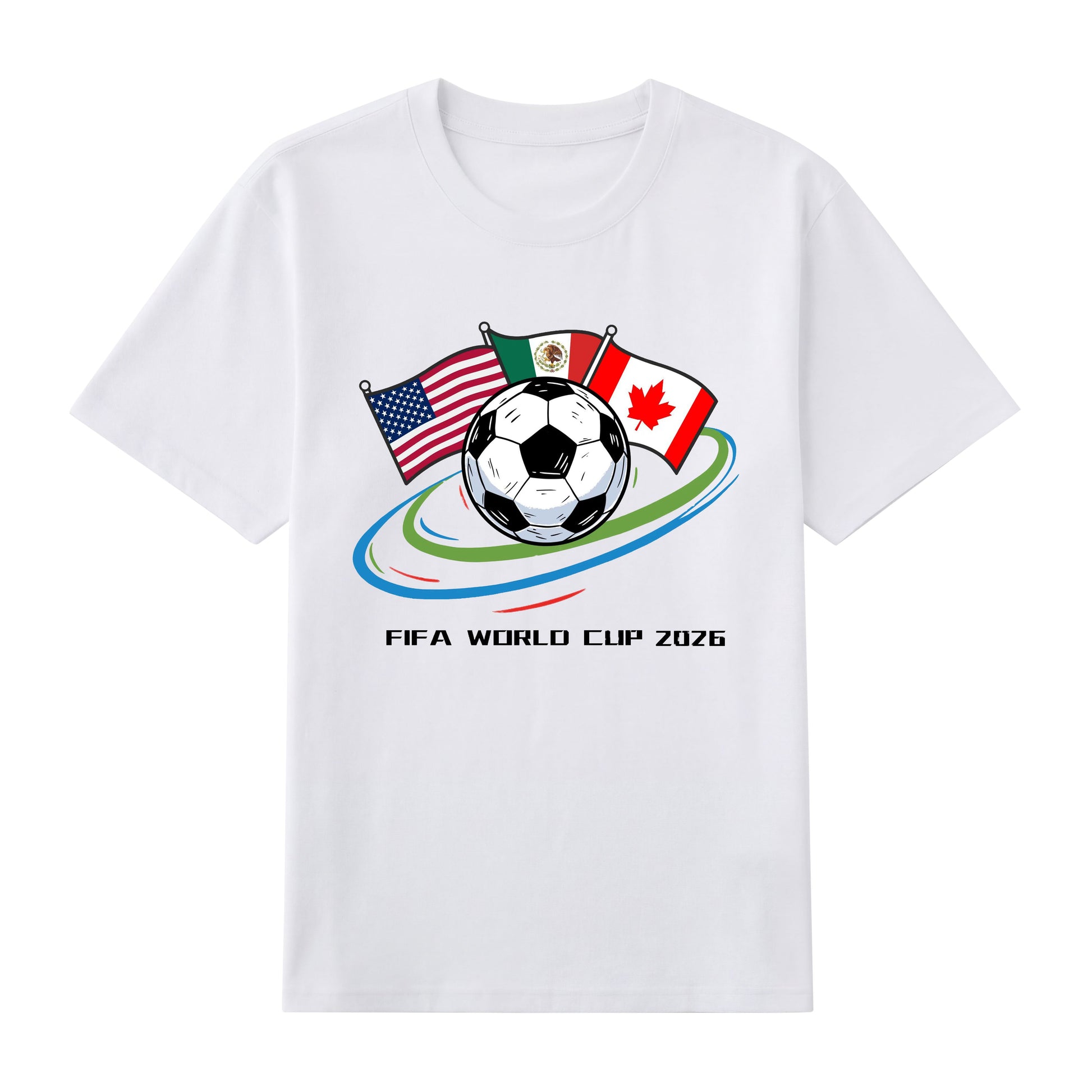 World Cup 2026 Host Nations — USA Mexico Canada Flag Soccer T-shirts | Premium 200gsm Cotton | 3 Colors ChromaBrite Clothing