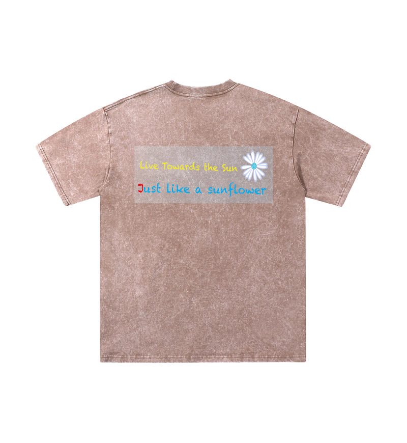 ChromaBrite Vintage Acid-Wash Oversized Graphic T-Shirt – "進行中" Wireframe Polyhedron Streetwear Unisex Tee ChromaBrite Clothing