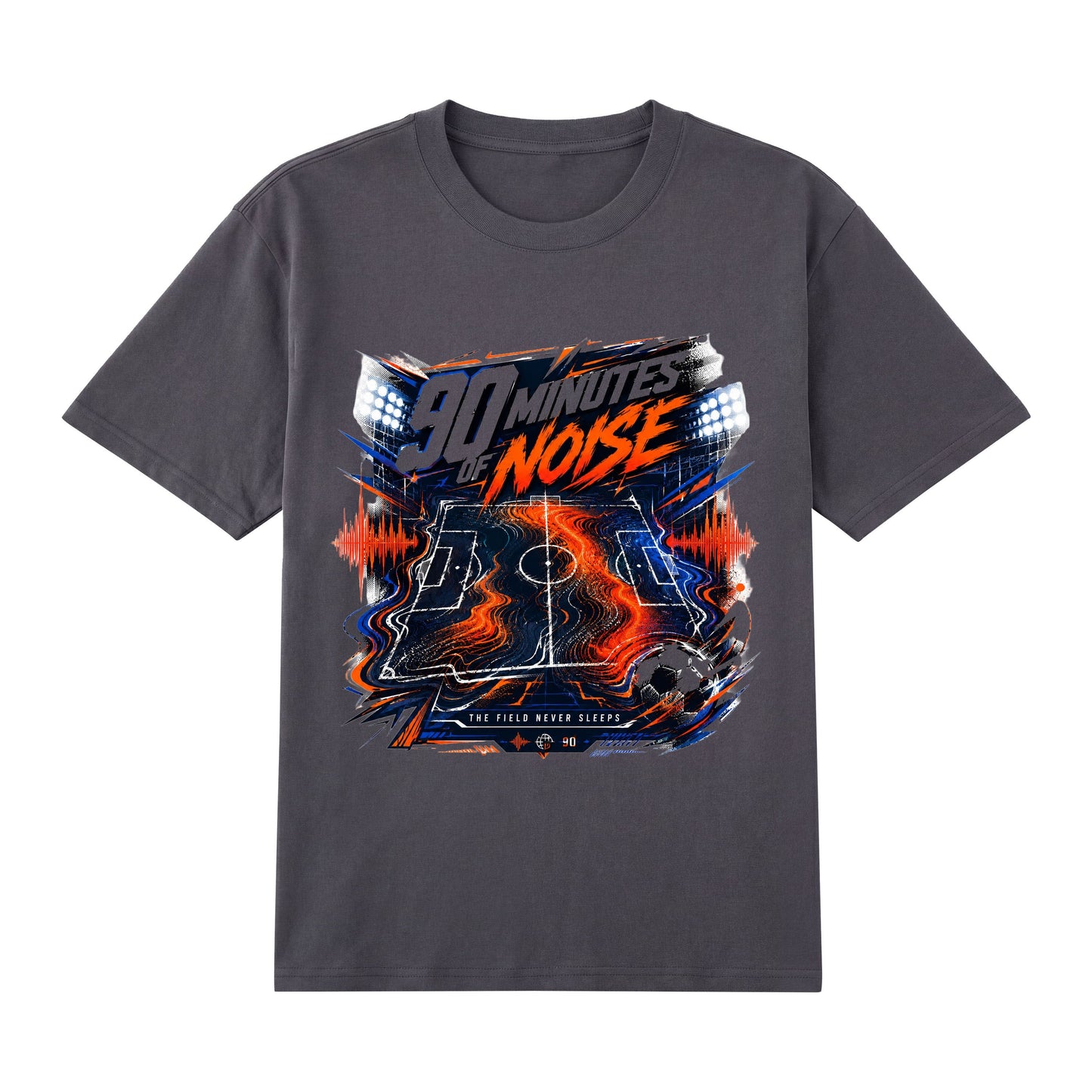 90 Minutes of Noise — World Cup Football Stadium Graphic T-Shirt | Heavyweight 200gsm Cotton