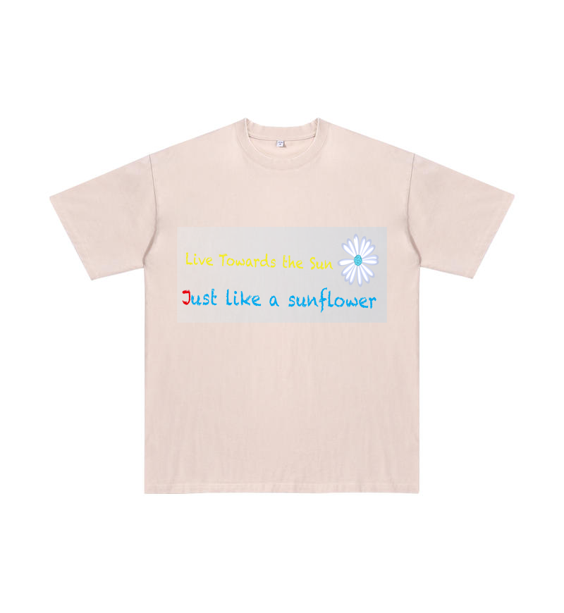 Chromabrite Vintage Acid-Wash Oversized Graphic T-Shirt – "Live Towards the Sun" Streetwear Sunflower Print Washed Cotton Tee ChromaBrite Clothing