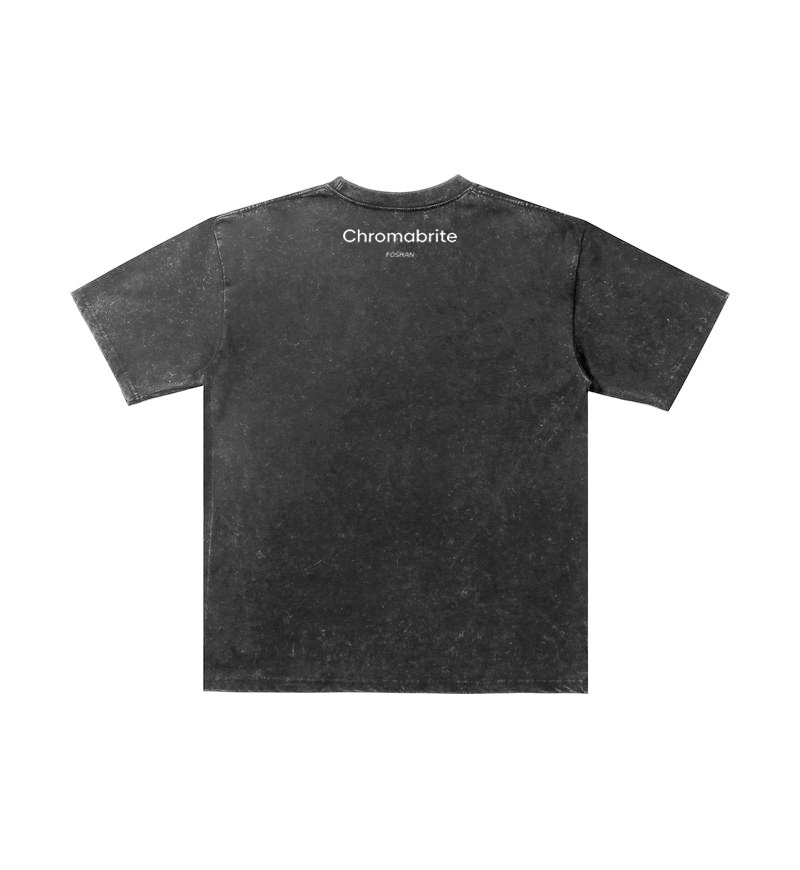ChromaBrite Vintage Acid-Wash Oversized Graphic T-Shirt – Flaming Heart Dice "In Progress" Streetwear Tee ChromaBrite Clothing