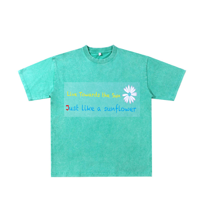 Chromabrite Vintage Acid-Wash Oversized Graphic T-Shirt – "Live Towards the Sun" Streetwear Sunflower Print Washed Cotton Tee ChromaBrite Clothing