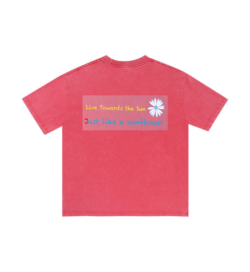 ChromaBrite Vintage Acid-Wash Oversized Graphic T-Shirt – "進行中" Wireframe Polyhedron Streetwear Unisex Tee ChromaBrite Clothing