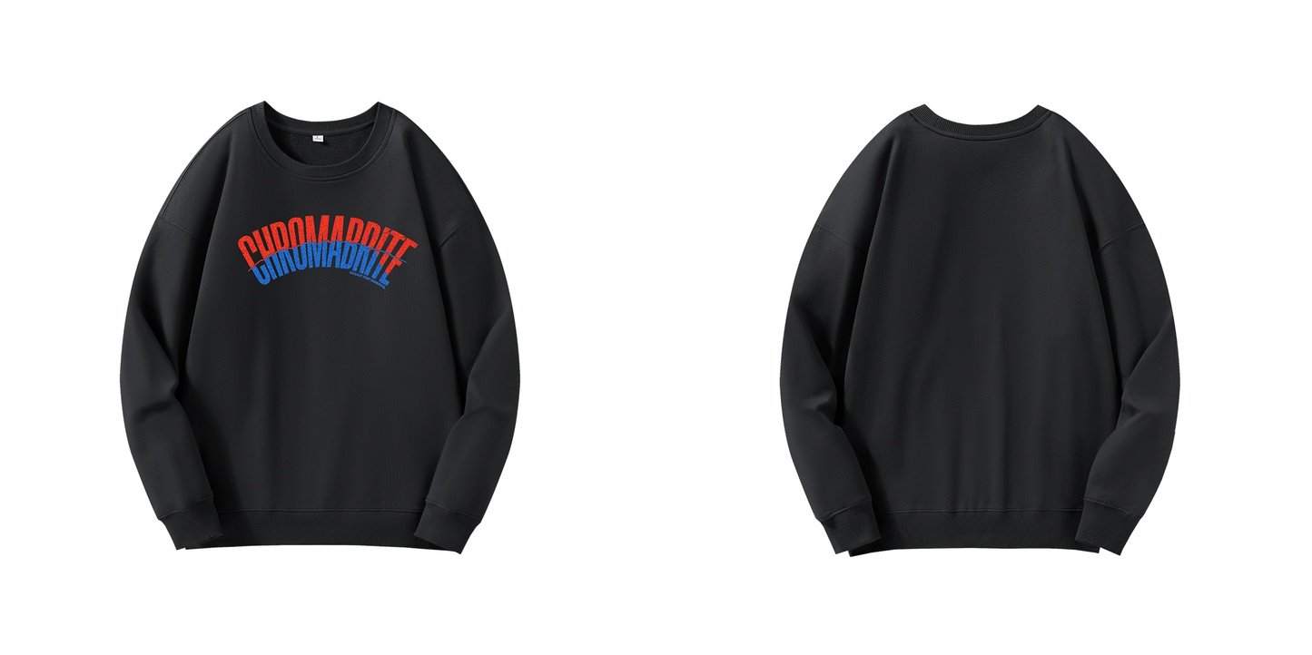 Chromadize Oversized Crewneck Sweatshirt – Vintage Letter Graphic Heavyweight Pullover ChromaBrite Clothing