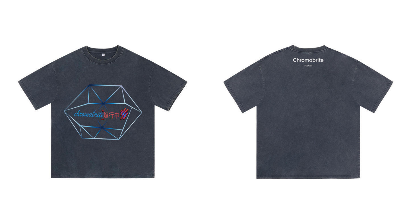 Chromabrite Oversized Acid Wash T-Shirt – Graphic Print Crew Neck T-Shirt for Men Women ChromaBrite Clothing