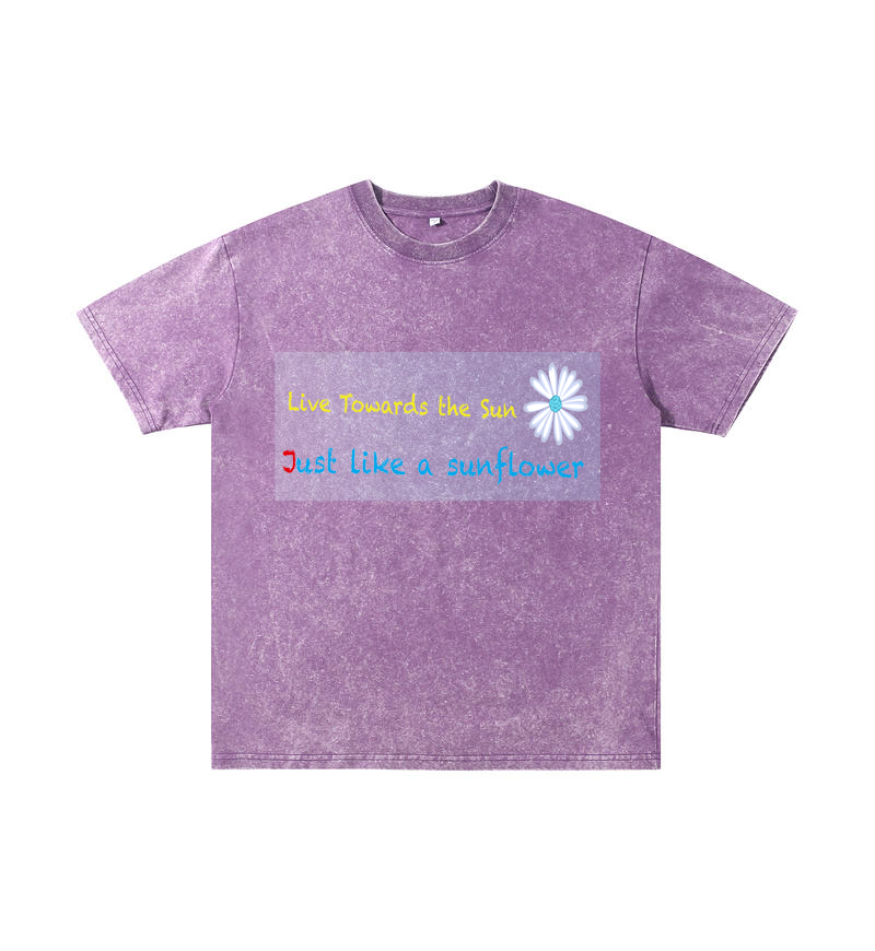 Chromabrite Vintage Acid-Wash Oversized Graphic T-Shirt – "Live Towards the Sun" Streetwear Sunflower Print Washed Cotton Tee ChromaBrite Clothing