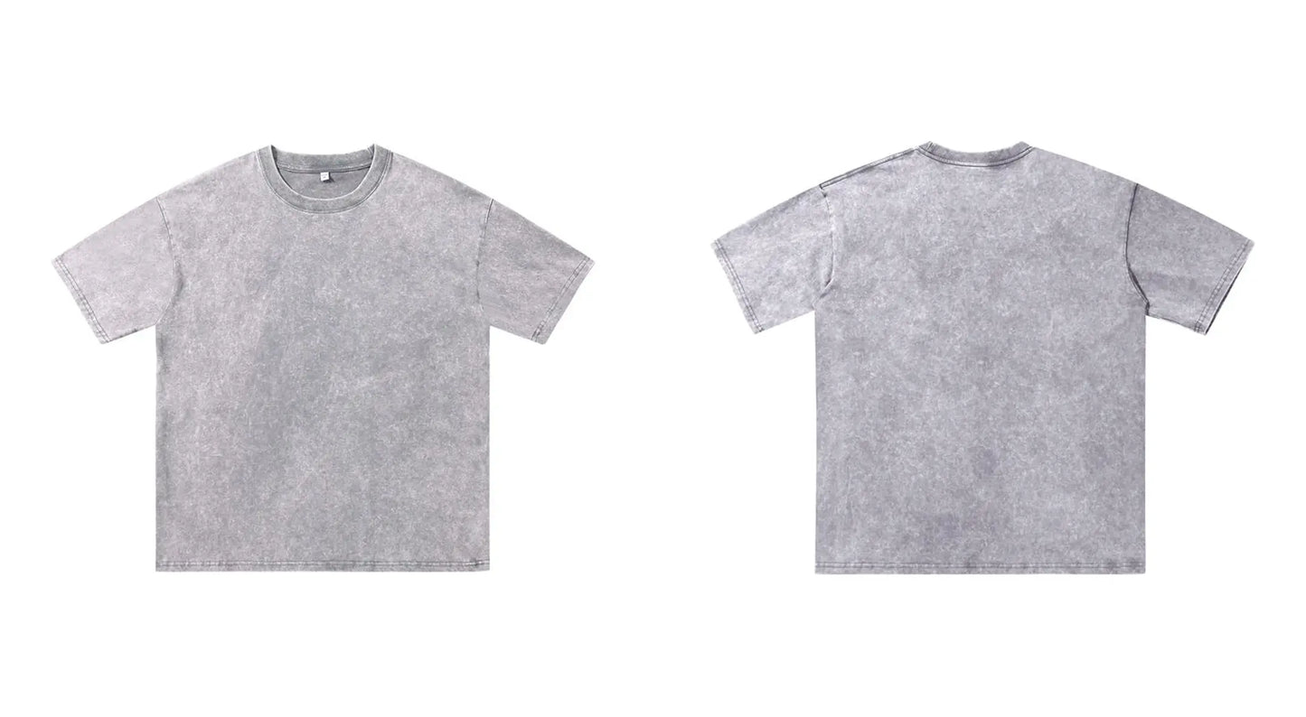 Unisex Oversized Heavyweight Washed T-Shirt - Dark Gray / Vintage Streetwear Drop Shoulder Boxy Tee ChromaBrite Clothing