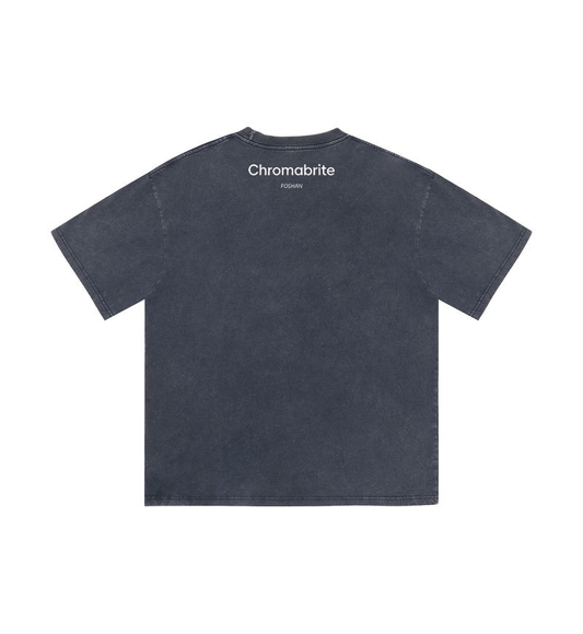Chromabrite Oversized Acid Wash T-Shirt – Graphic Print Crew Neck T-Shirt for Men Women