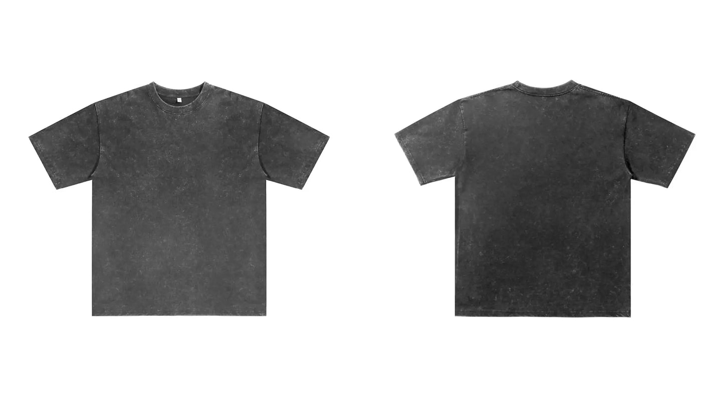 Unisex Oversized Heavyweight Washed T-Shirt - Dark Gray / Vintage Streetwear Drop Shoulder Boxy Tee ChromaBrite Clothing