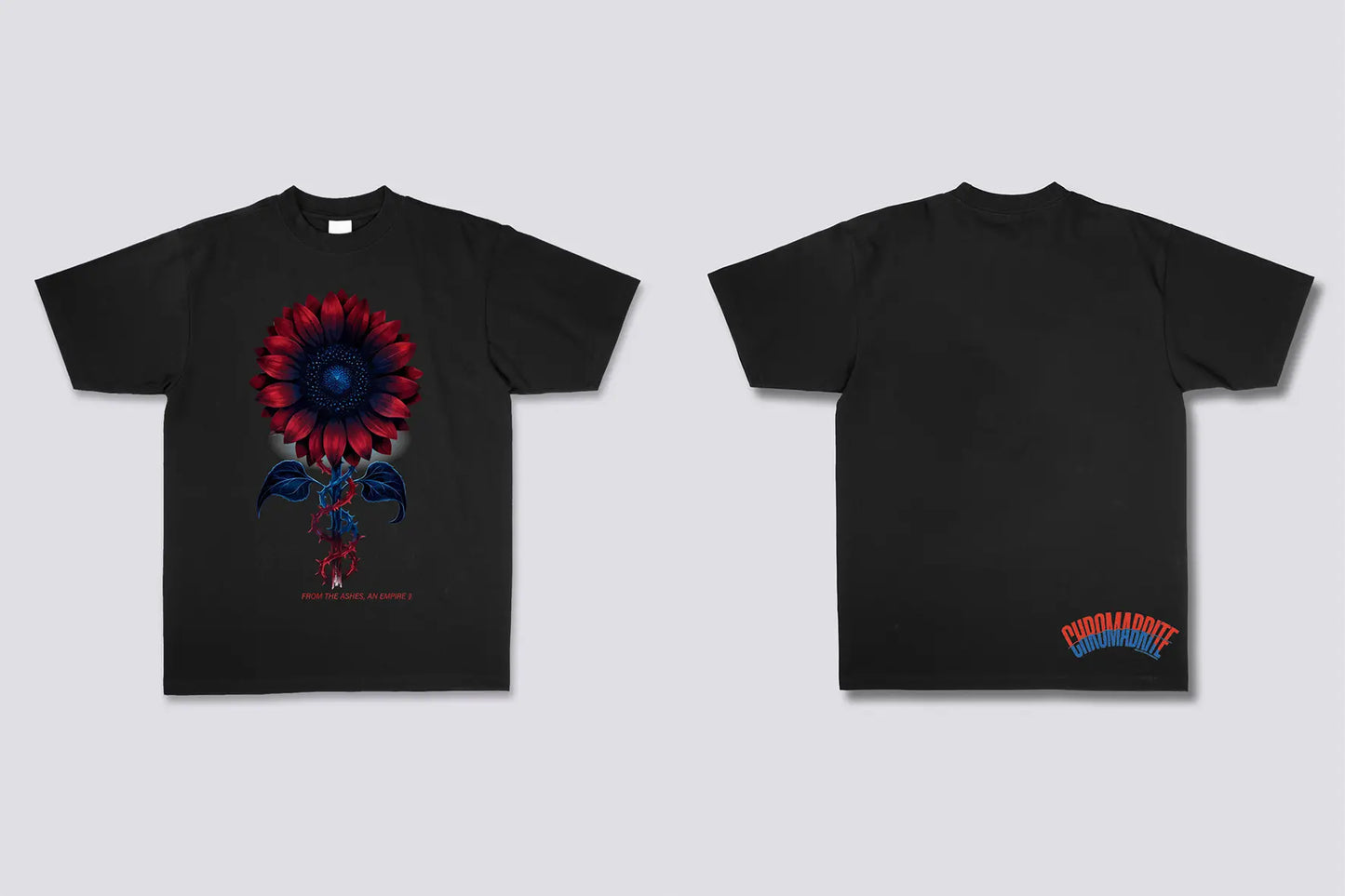 Black Swan Sunflower Abstract Floral Serpentine Graphic T-Shirt ChromaBrite Clothing
