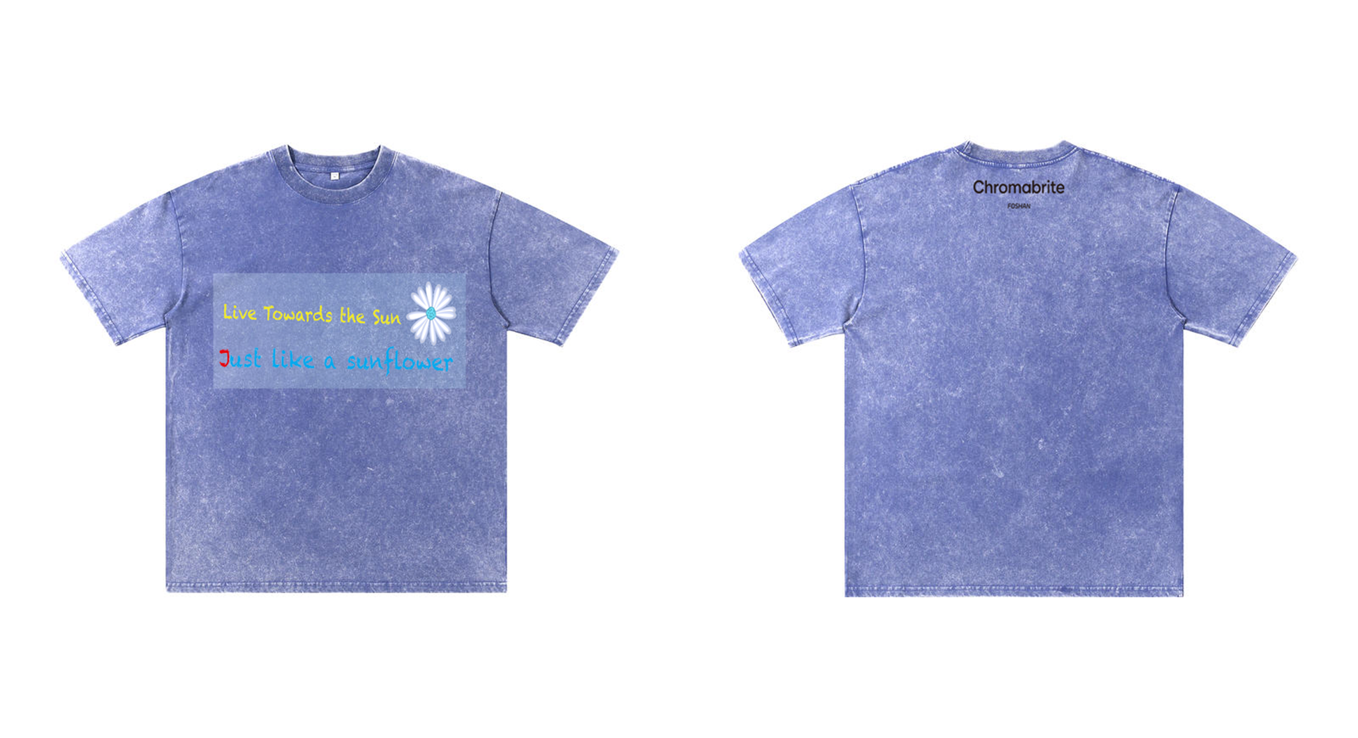Chromabrite Vintage Acid-Wash Oversized Graphic T-Shirt – "Live Towards the Sun" Streetwear Sunflower Print Washed Cotton Tee ChromaBrite Clothing