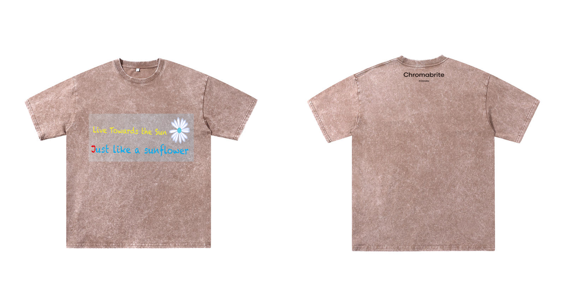 Chromabrite Vintage Acid-Wash Oversized Graphic T-Shirt – "Live Towards the Sun" Streetwear Sunflower Print Washed Cotton Tee ChromaBrite Clothing