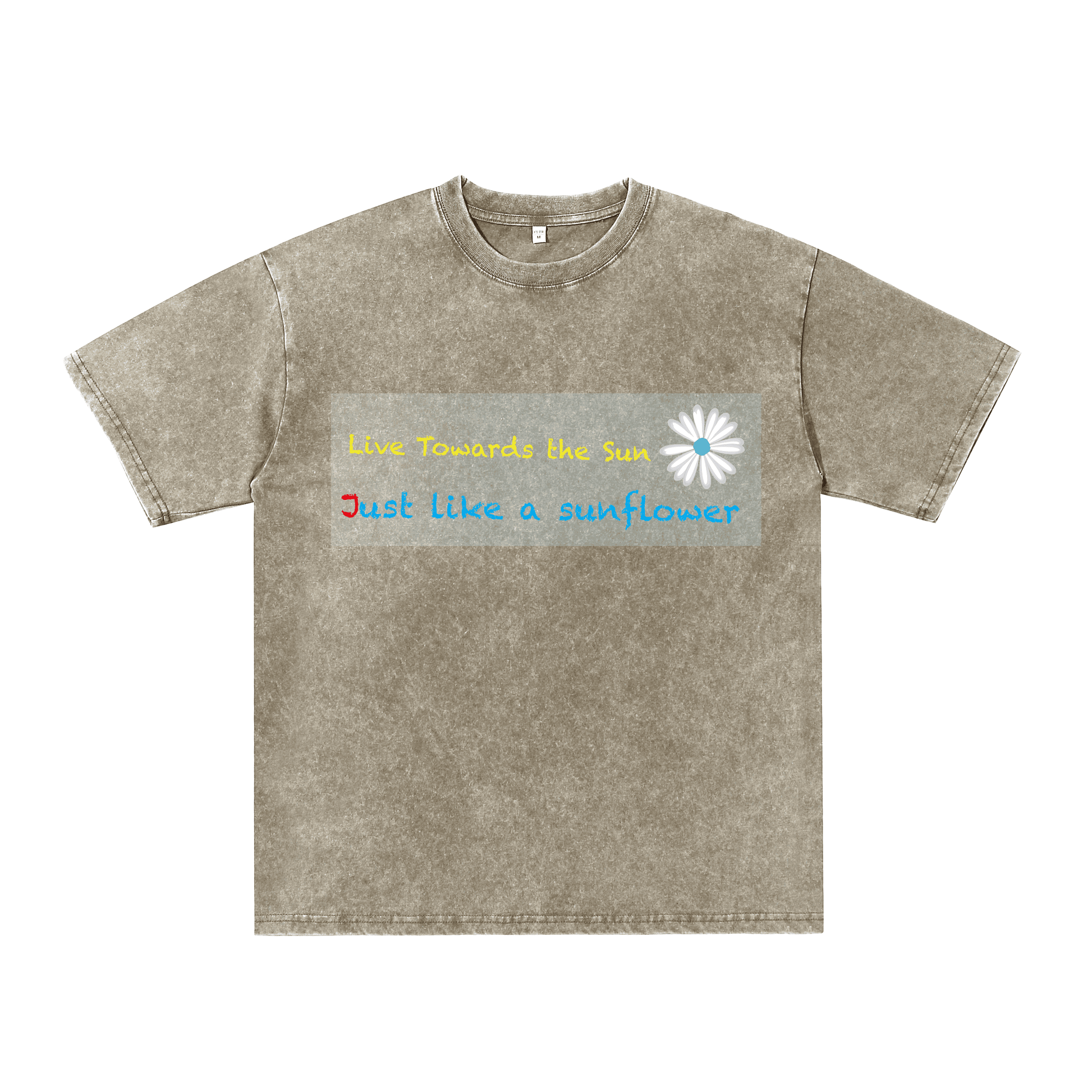 Chromabrite Vintage Acid-Wash Oversized Graphic T-Shirt – "Live Towards the Sun" Streetwear Sunflower Print Washed Cotton Tee ChromaBrite Clothing