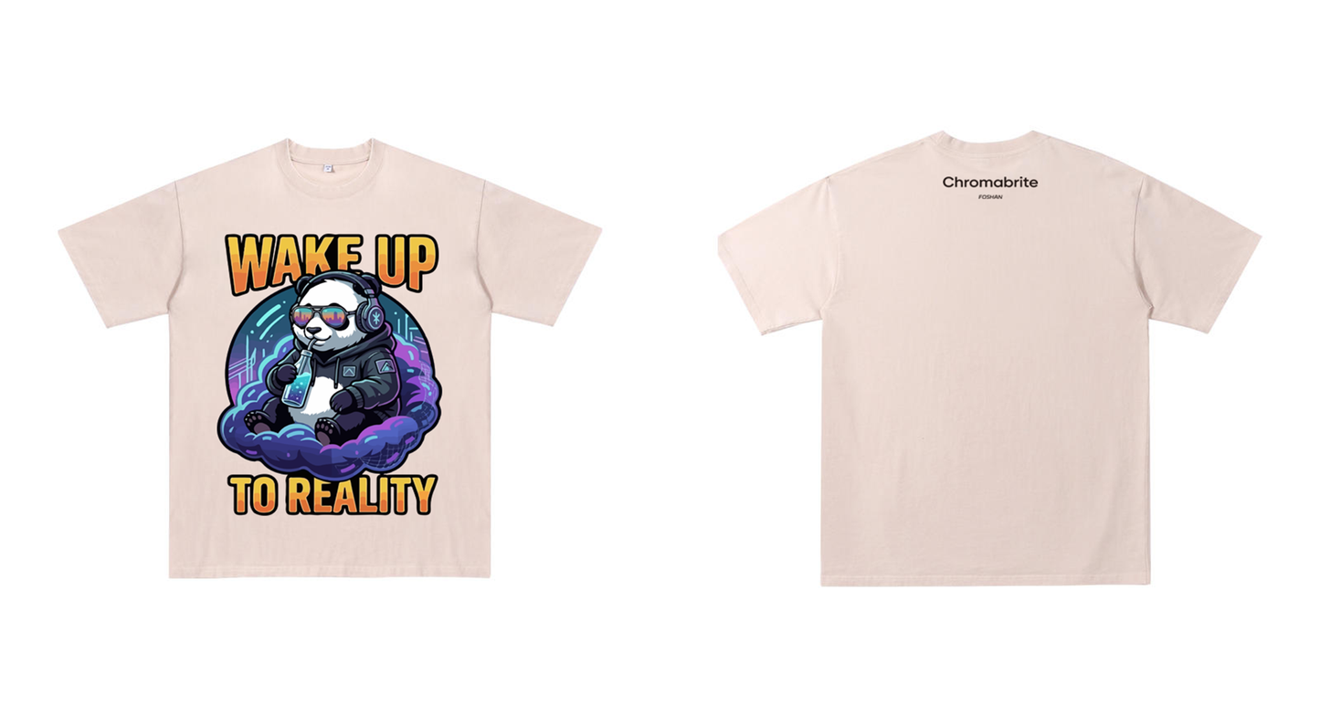 "Wake Up to Reality" Panda Acid Wash Tee - Cyberpunk Aesthetic