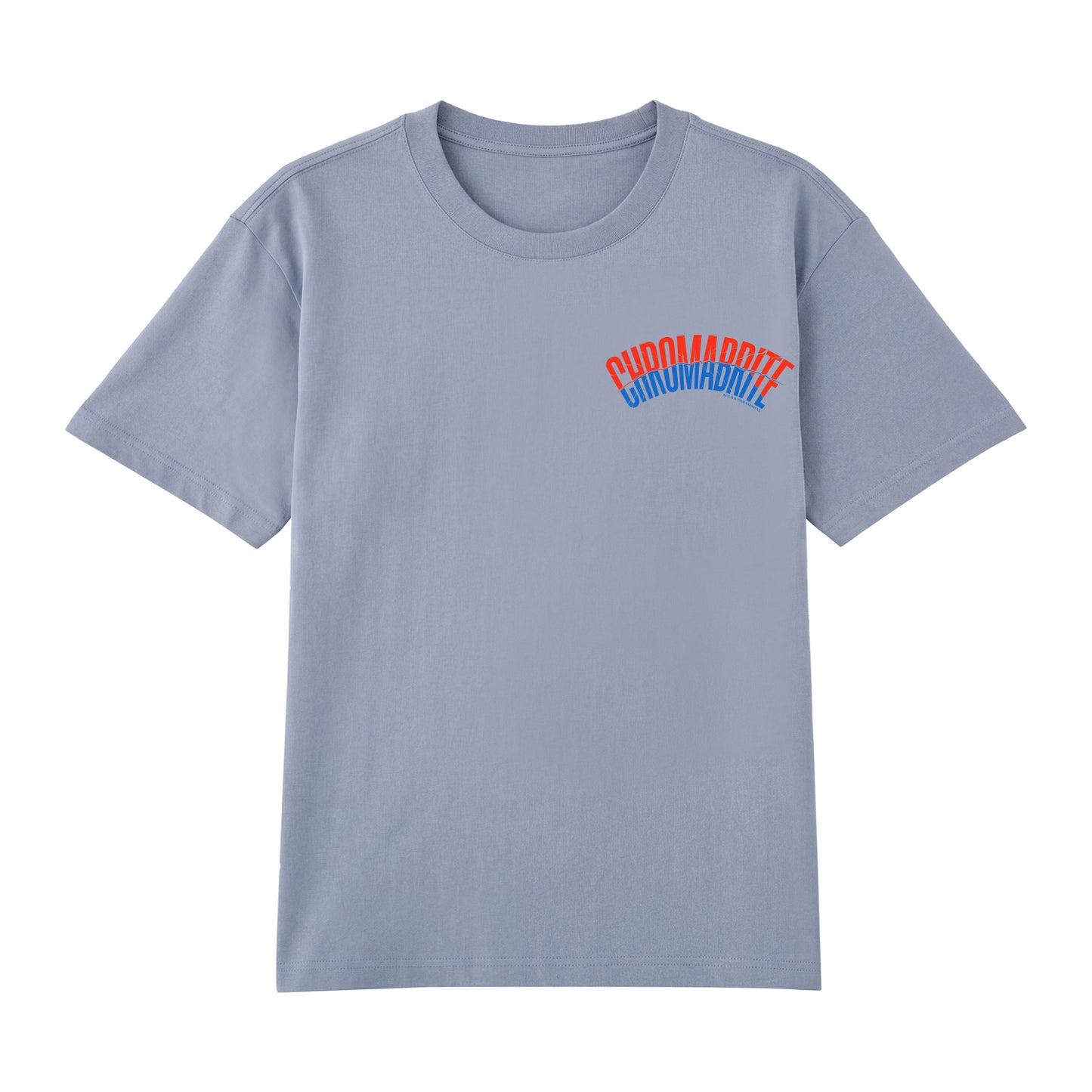 Detail view of blue t恤 featuring Arc Narrative Wordmark Staple Tee - 展示2