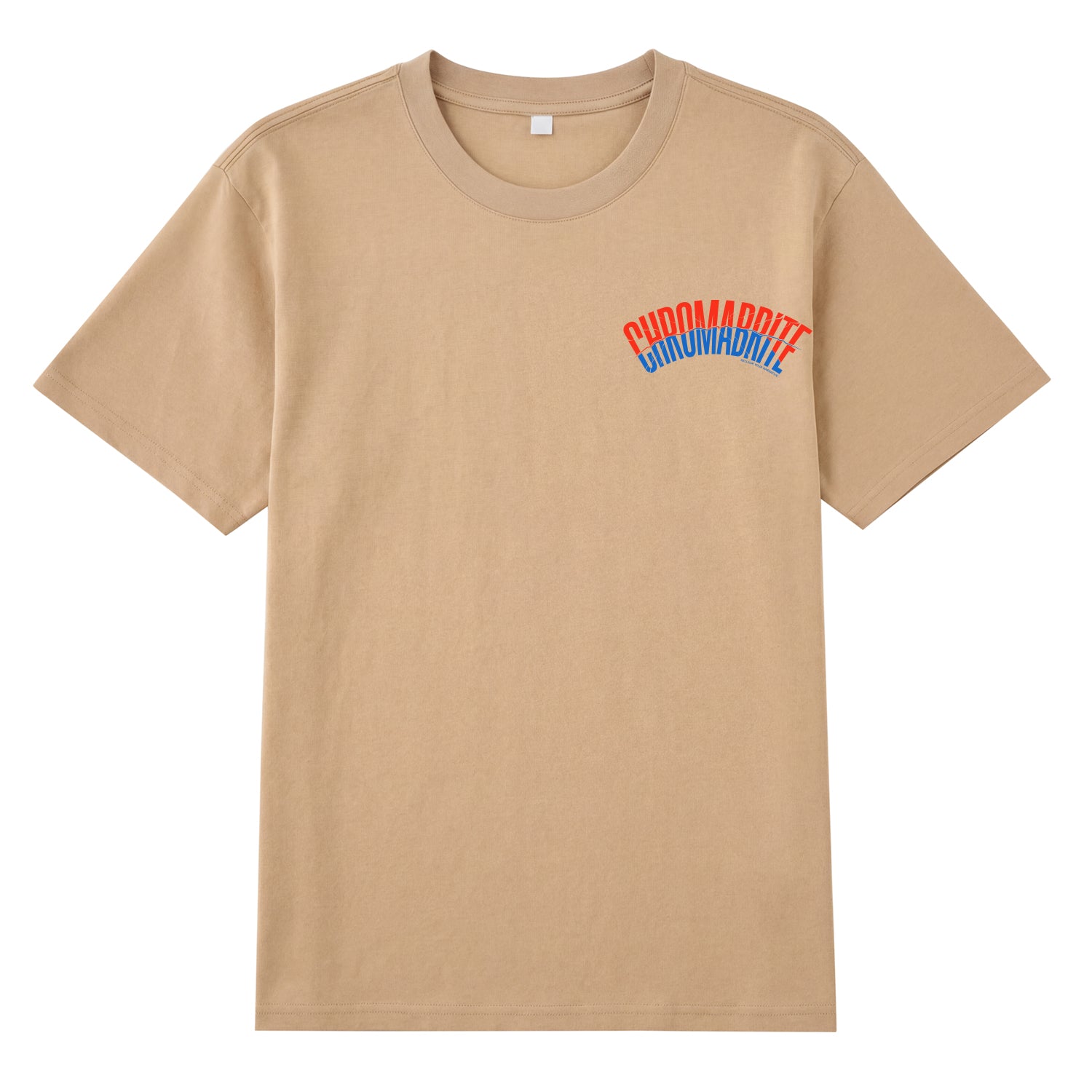 Detail view of yellow t恤 featuring Arc Narrative Wordmark Staple Tee - 展示2