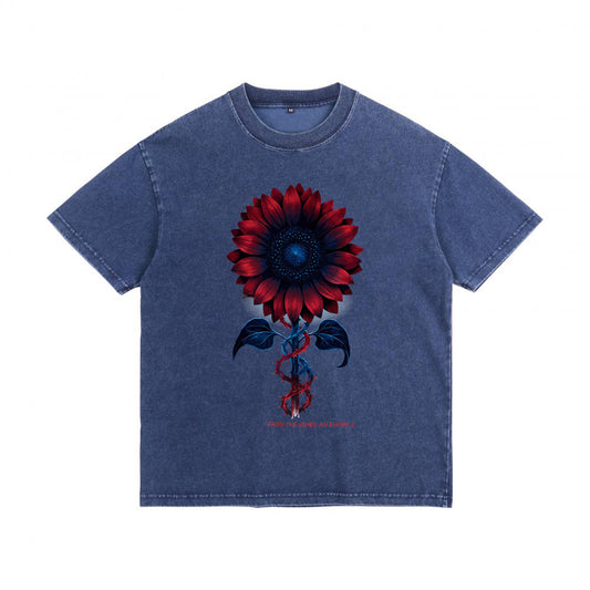 Black Swan Sunflower Denim Washed Tee