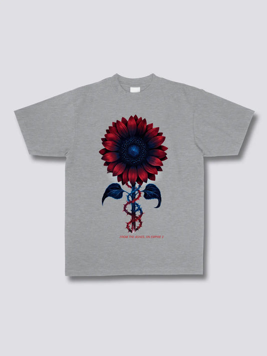 Black Swan Sunflower Abstract Floral Serpentine Graphic T-Shirt