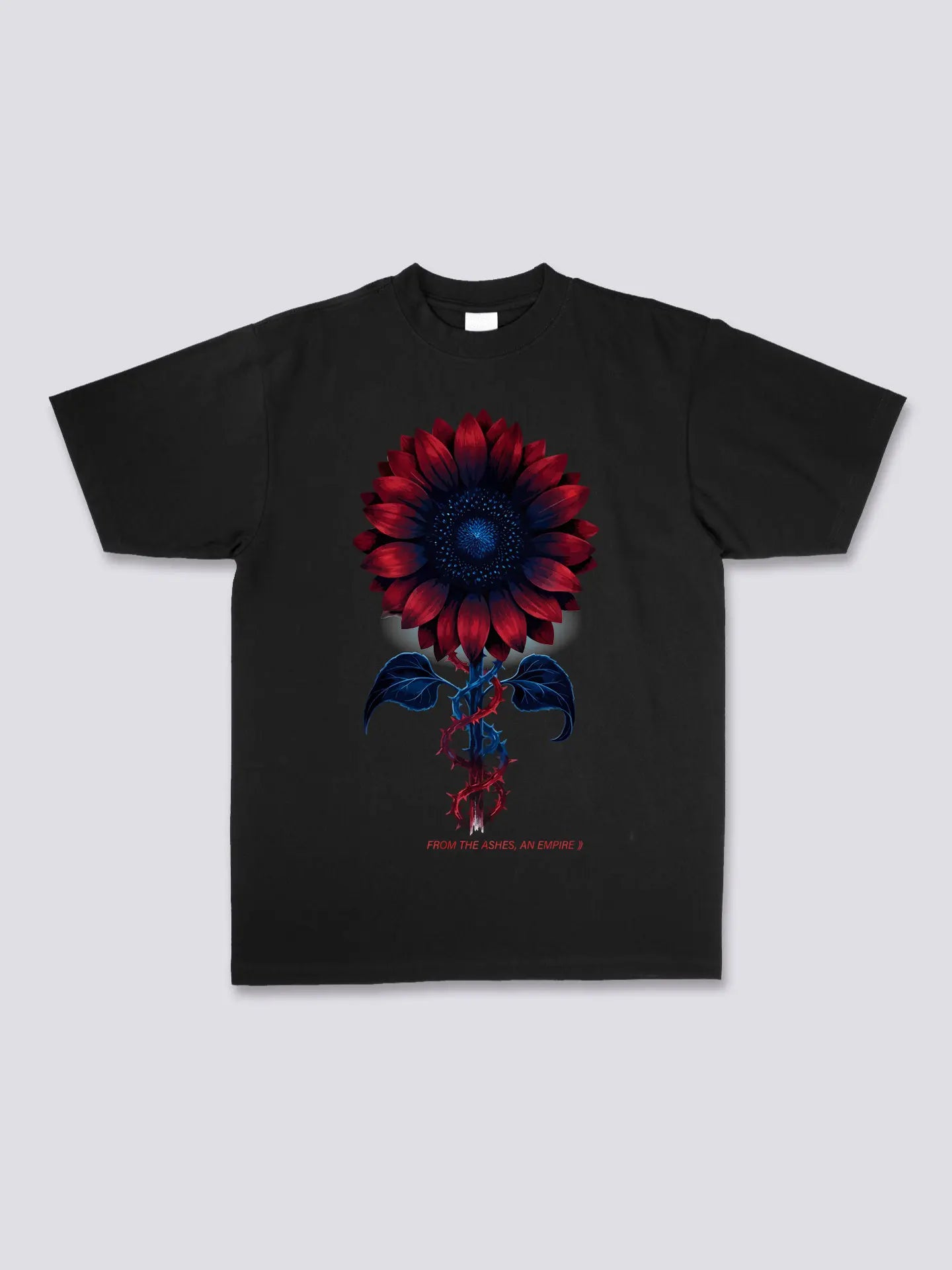 Black Swan Sunflower Abstract Floral Serpentine Graphic T-Shirt ChromaBrite Clothing