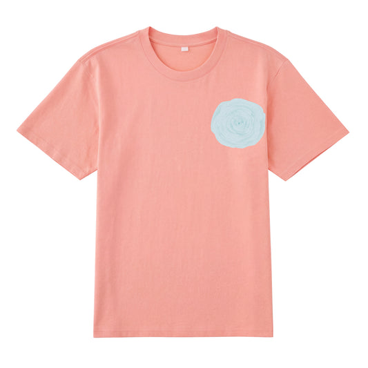Front view of blue t恤 featuring Blue Lace Bloom Staple Tee