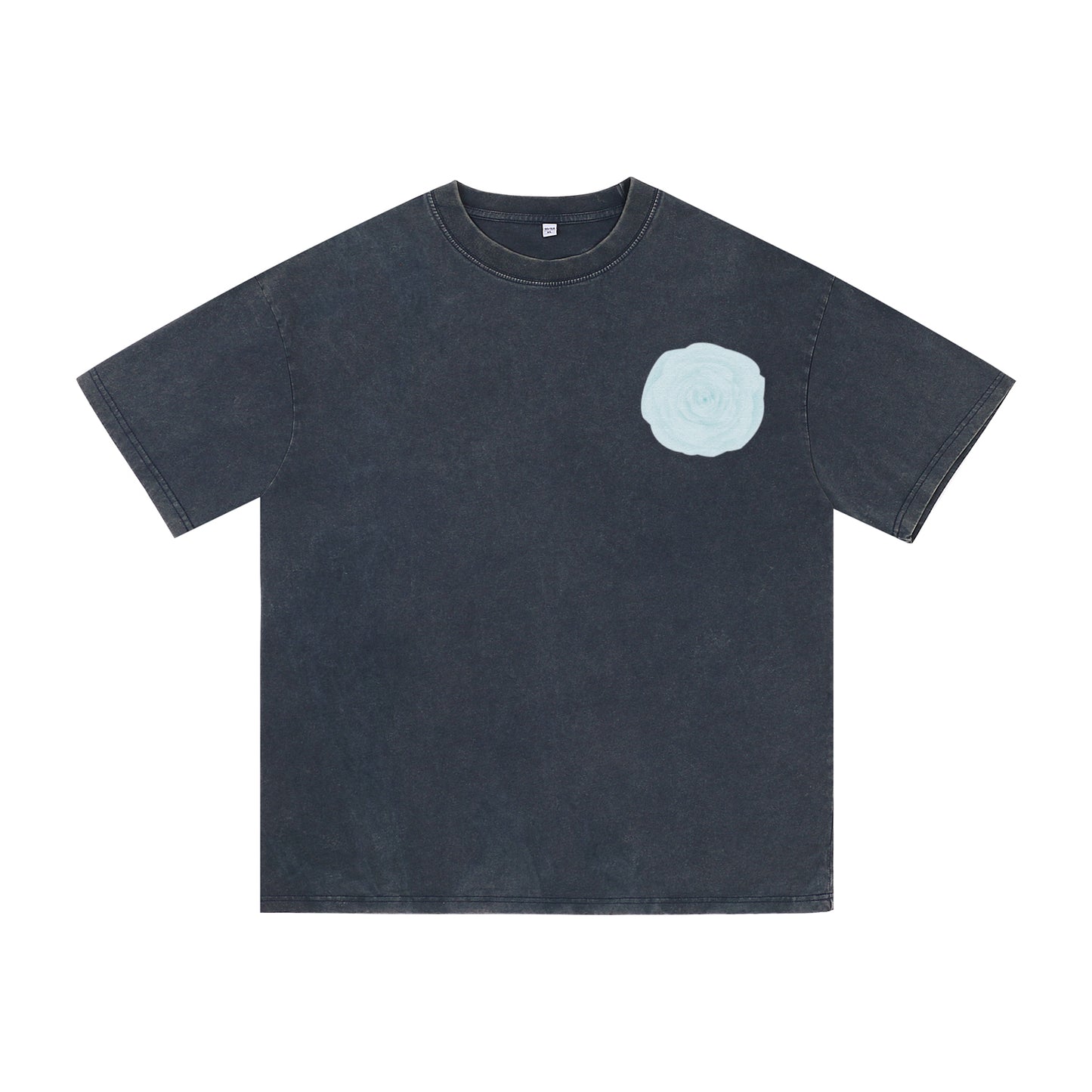 Front view of blue t恤 featuring Blue Lace Bloom Vintage Tee - 展示2