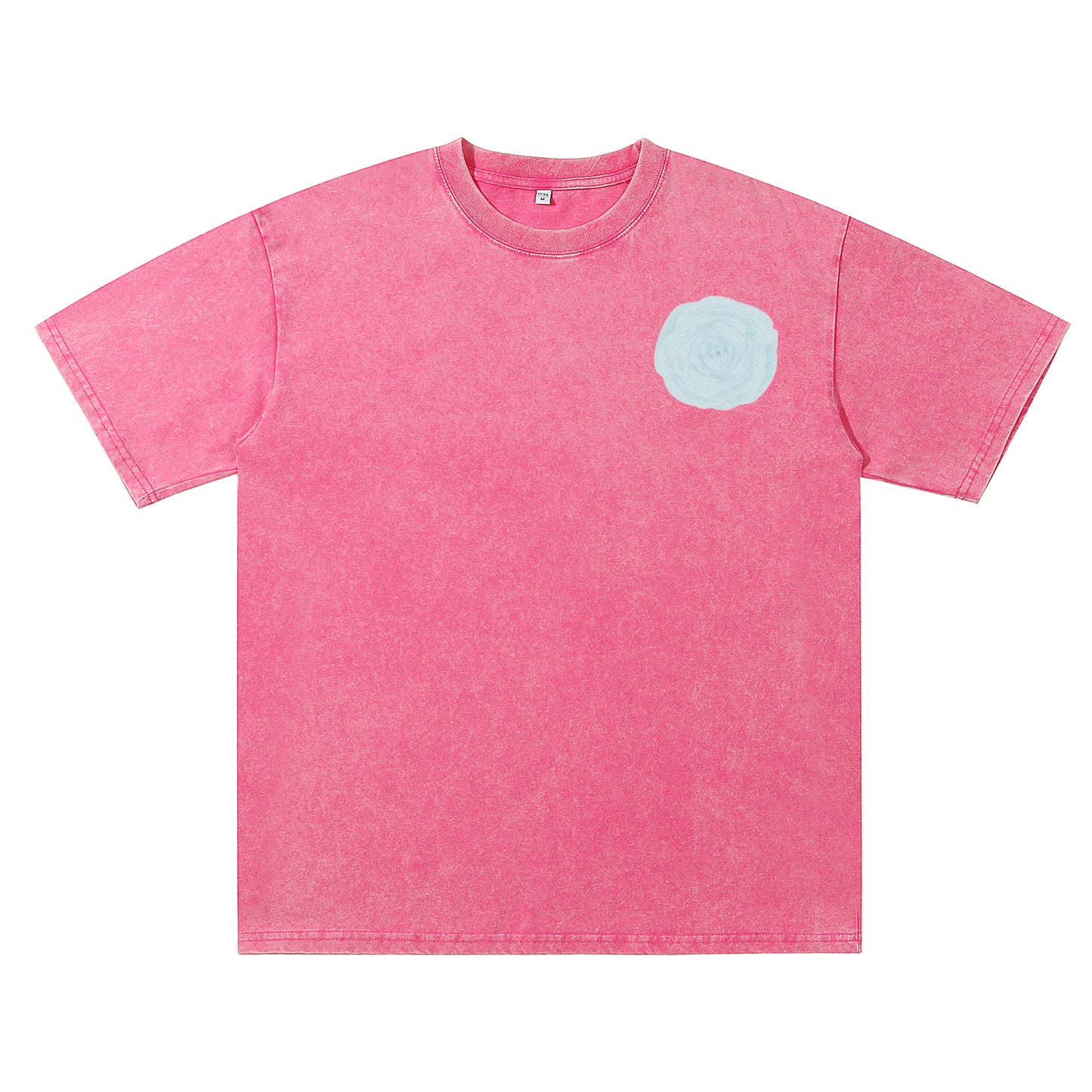 Front view of blue t恤 featuring Blue Lace Bloom Vintage Tee - 展示3