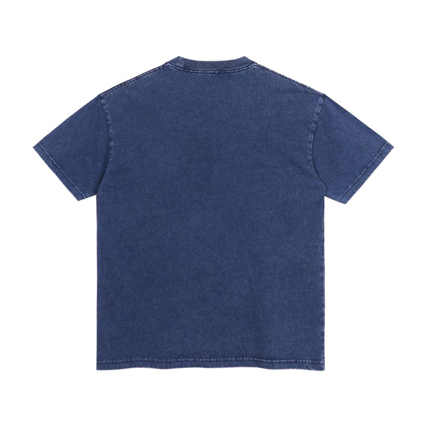 Back view of blue t恤 featuring Blue Whisper Rose  Denim Washed Tee