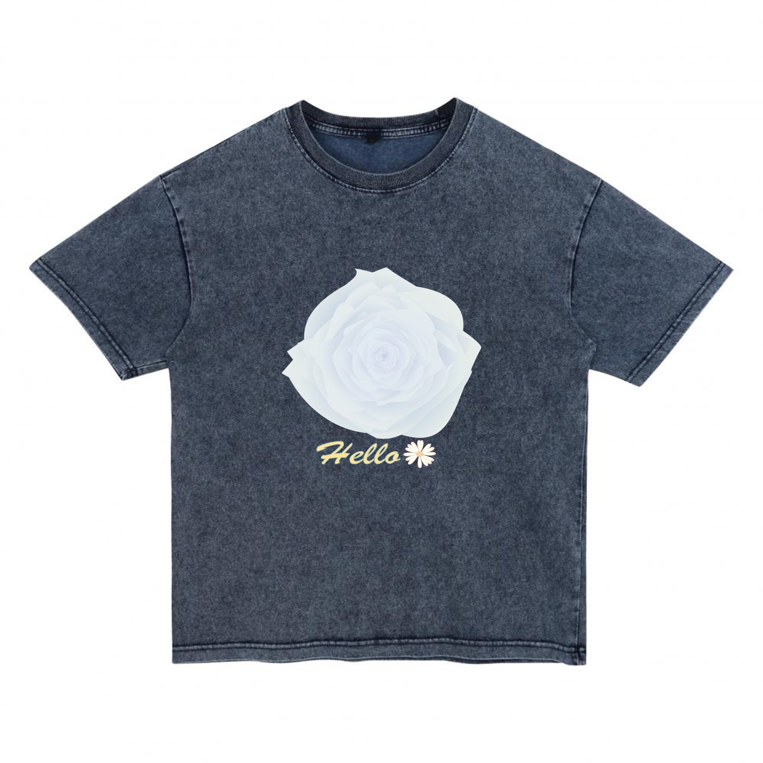 Alternate angle of blue t恤 featuring Blue Whisper Rose  Denim Washed Tee