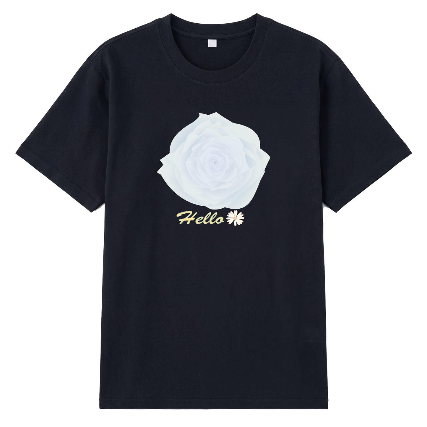 Alternate angle of black t恤 featuring Blue Whisper Rose  Staple Tee