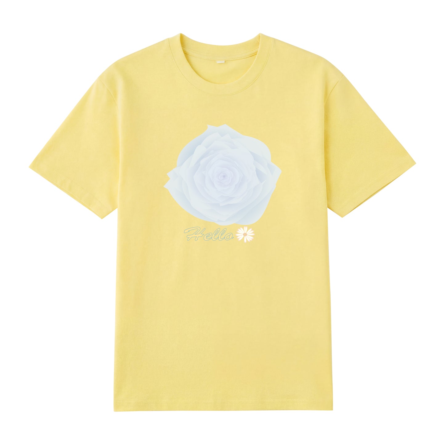 Detail view of blue t恤 featuring Blue Whisper Rose  Staple Tee - 展示2