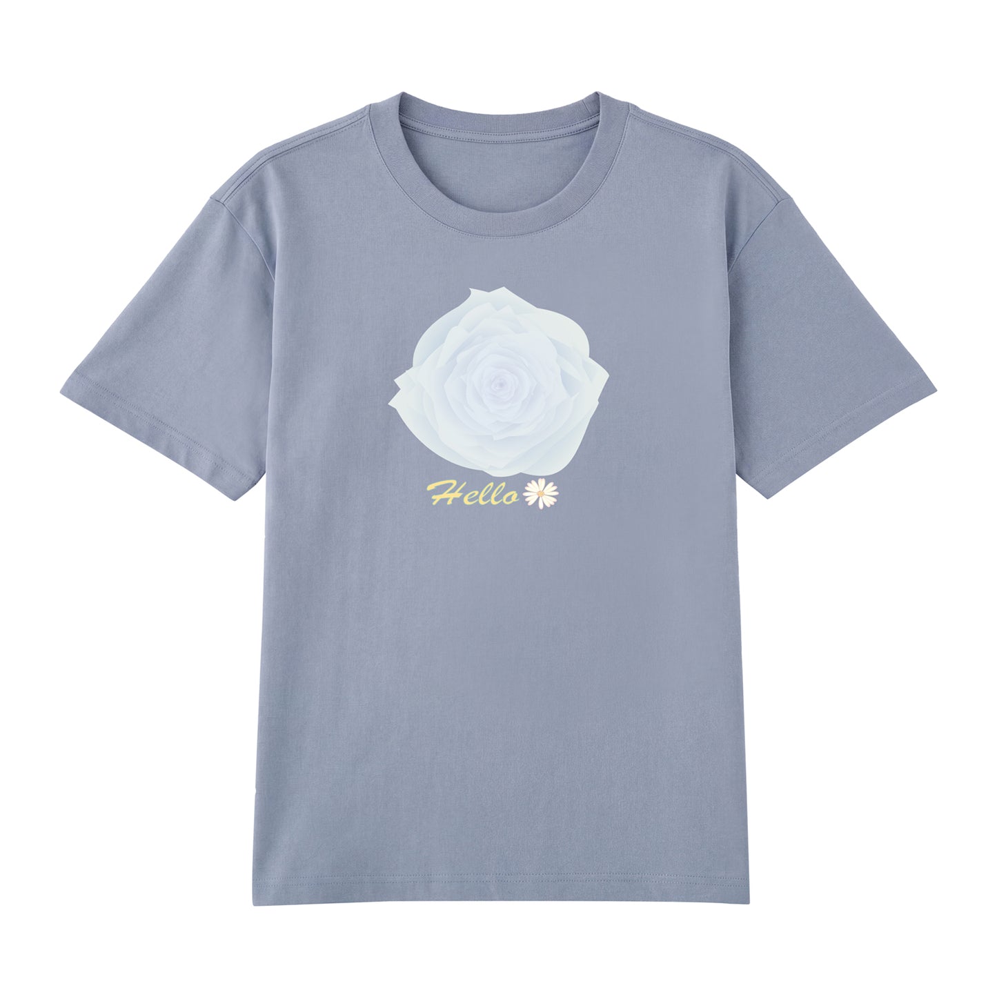 Detail view of blue t恤 featuring Blue Whisper Rose  Staple Tee - 展示3