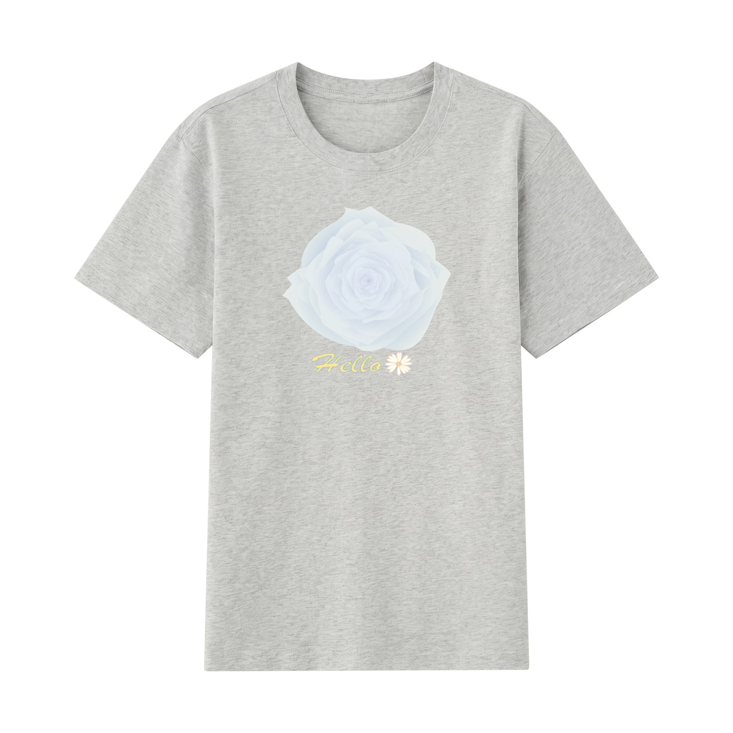 Detail view of blue t恤 featuring Blue Whisper Rose  Staple Tee - 展示4