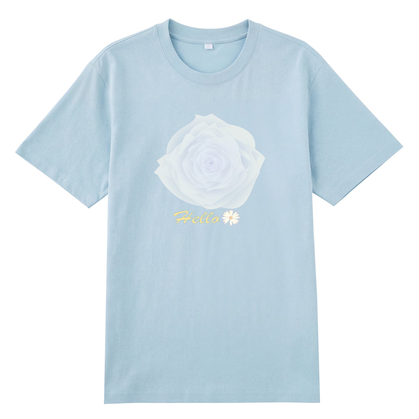 Detail view of blue t恤 featuring Blue Whisper Rose  Staple Tee - 展示5