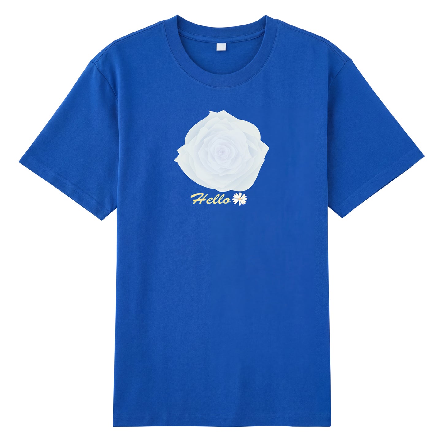 Detail view of blue t恤 featuring Blue Whisper Rose  Staple Tee - 展示6