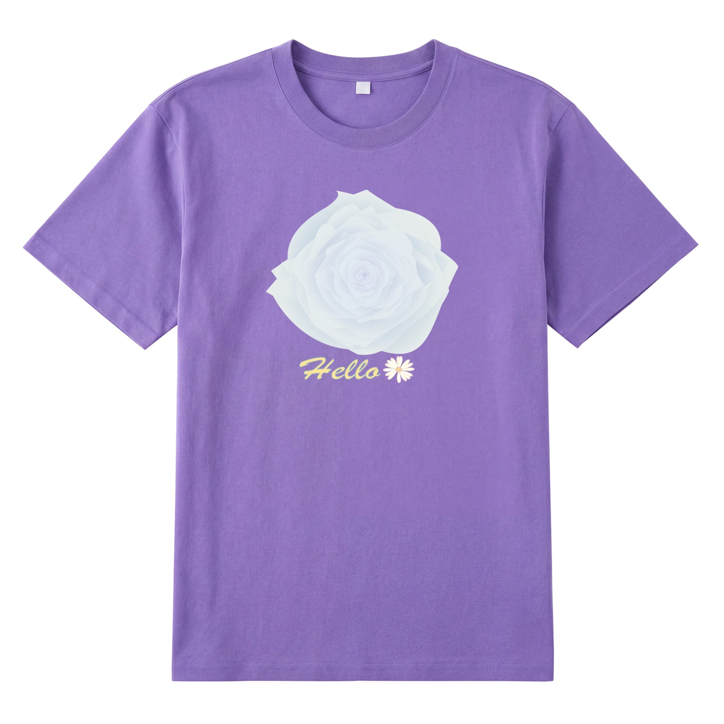 Detail view of blue t恤 featuring Blue Whisper Rose  Staple Tee - 展示7