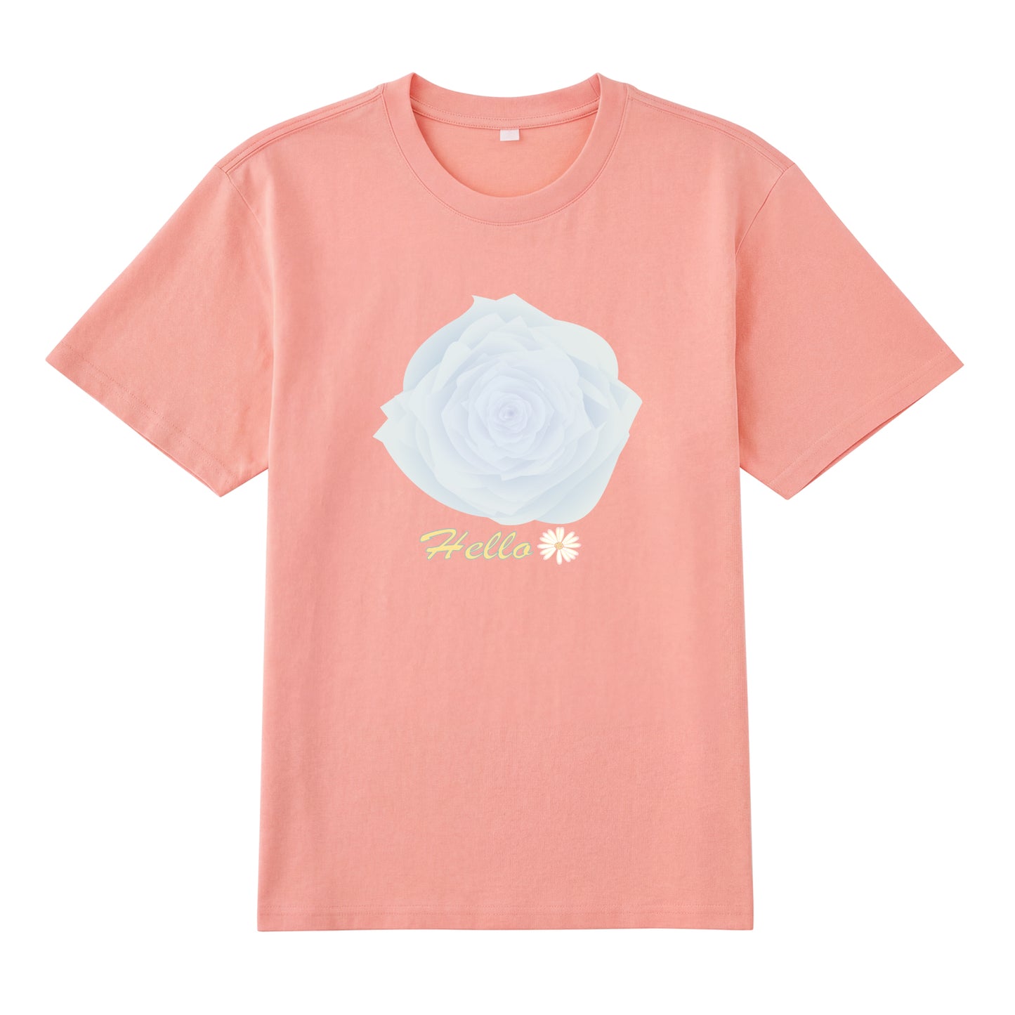 Detail view of blue t恤 featuring Blue Whisper Rose  Staple Tee