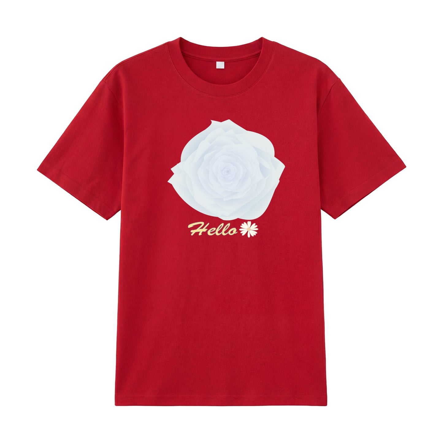 Detail view of blue t恤 featuring Blue Whisper Rose  Staple Tee