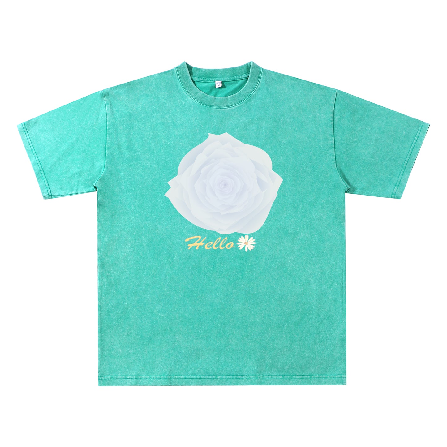 Detail view of blue t恤 featuring Blue Whisper Rose Vintage Tee - 展示2