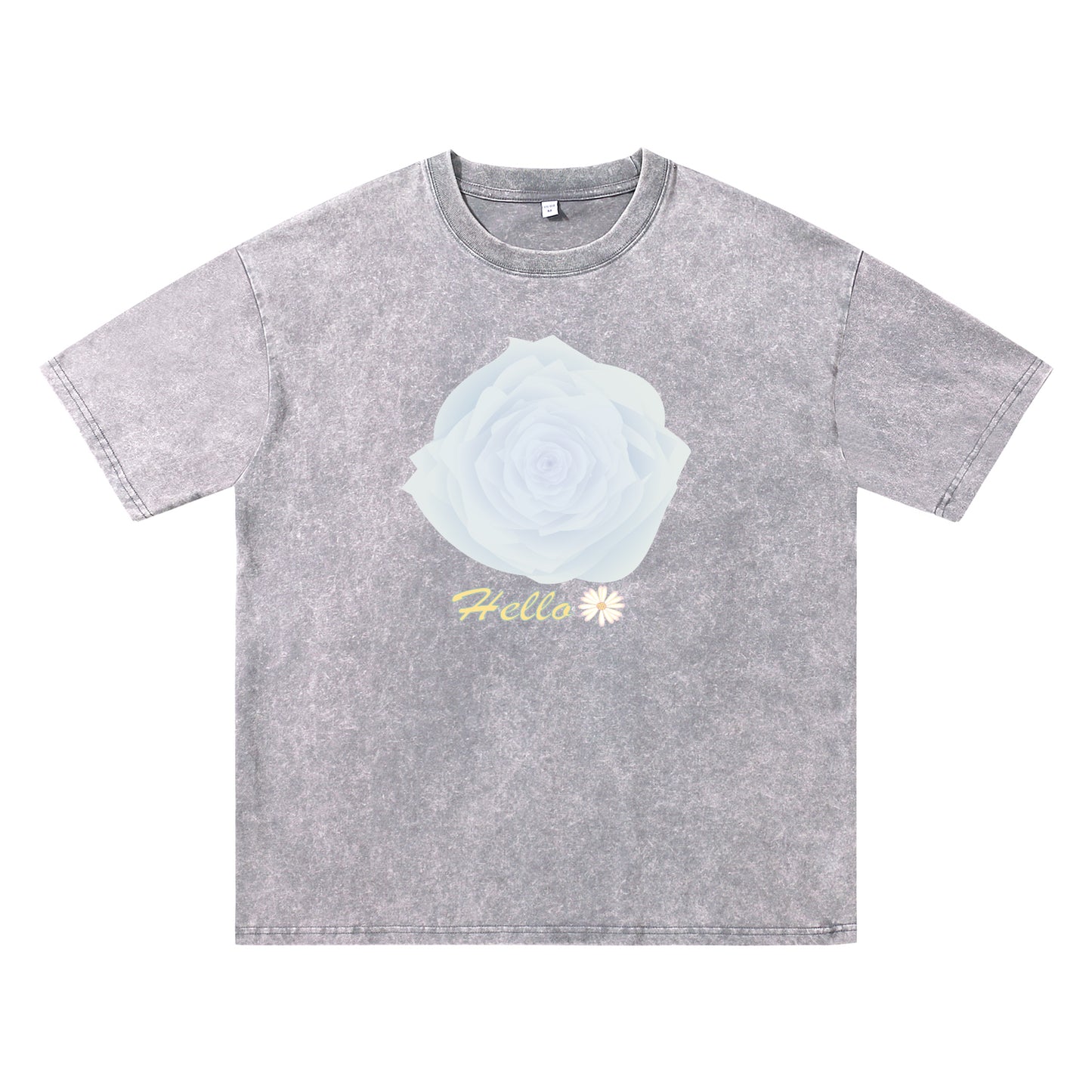 Detail view of blue t恤 featuring Blue Whisper Rose Vintage Tee - 展示3