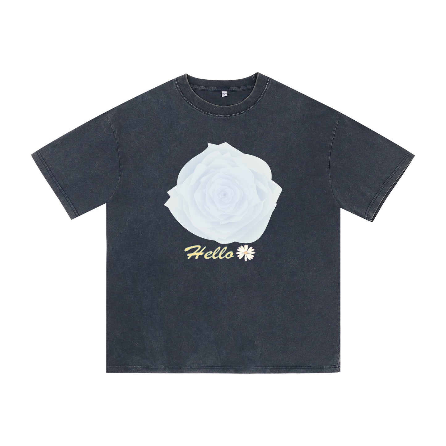 Front view of blue t恤 featuring Blue Whisper Rose Vintage Tee - 展示2